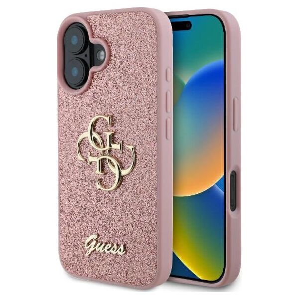 Guess case for iPhone 16 6,1&quot; GUHCP16SHG4SGP Fixed Glitter Big 4G pink 3666339328528