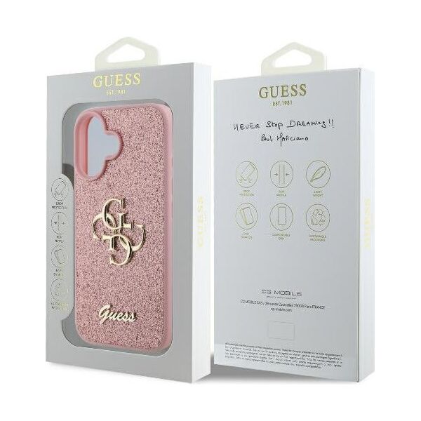 Guess case for iPhone 16 6,1&quot; GUHCP16SHG4SGP Fixed Glitter Big 4G pink 3666339328528