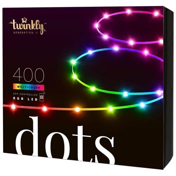 Taśma LED Twinkly Inteligentny miniaturowy łańuch Dots 400 LED RGB 20 m, czarne