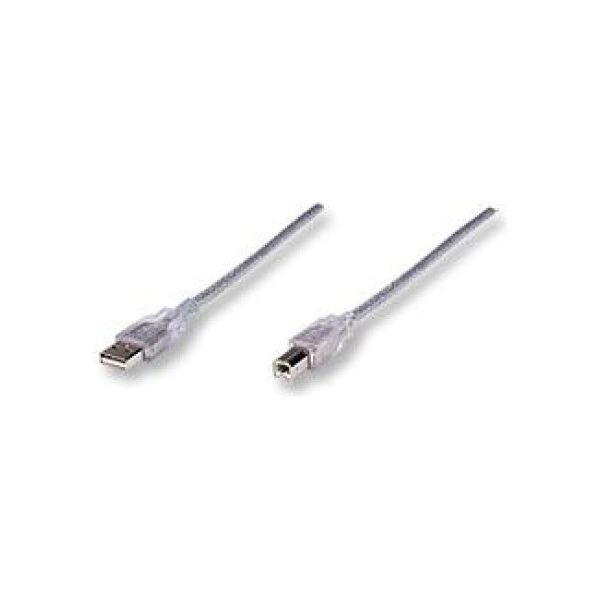 Kabel USB Manhattan USB-A - USB-B 5 m Srebrny (345408)