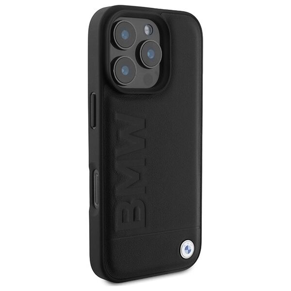 BMW case for iPhone 16 Pro Max 6,9&quot; BMHCP16XSLLBK Hardcase Leather Hot Stamp black 3666339349738