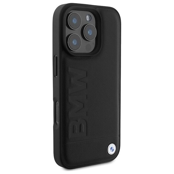 BMW case for iPhone 16 Pro 6,3&quot; BMHMP16LSLLBK Hardcase Leather Hot Stamp MagSafe black 3666339311681