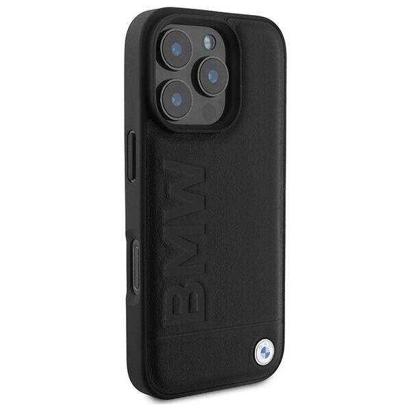 BMW case for iPhone 16 Pro Max 6,9&quot; BMHMP16XSLLBK Hardcase Leather Hot Stamp MagSafe black 3666339311698