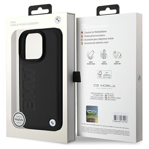 BMW case for iPhone 16 Pro Max 6,9&quot; BMHMP16XSLLBK Hardcase Leather Hot Stamp MagSafe black 3666339311698