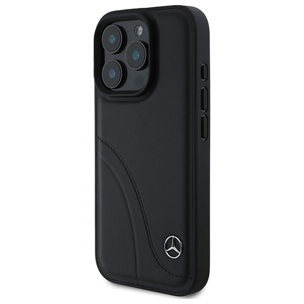 Mercedes case for iPhone 16 Pro Max 6,9&quot; MEHCP16X23RBCSK Hardcase MB Curved Stitches Leather black 3666339312374