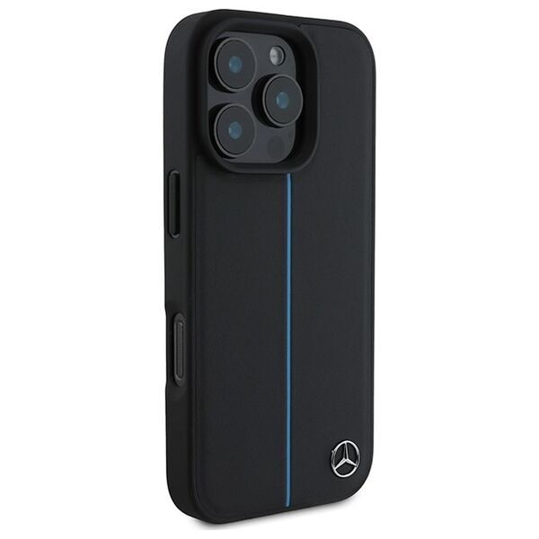 Mercedes case for iPhone 16 Pro 6,3&quot; MEHMP16L23RURBK Hardcase MB Blue Line Leather MagSafe black 3666339325701