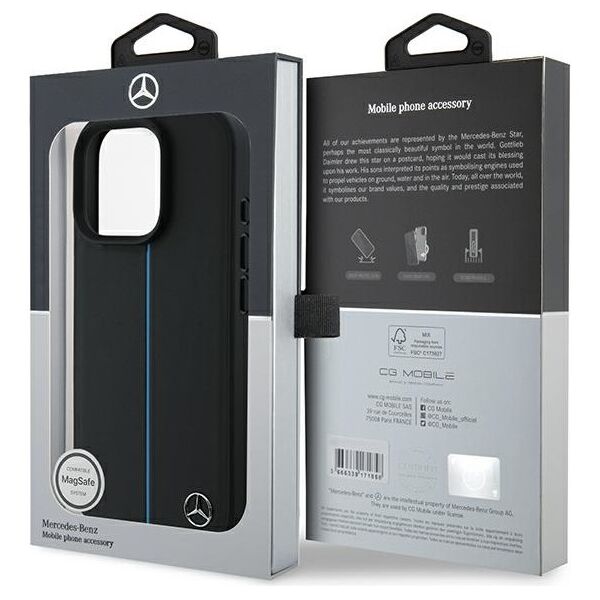 Mercedes case for iPhone 16 Pro 6,3&quot; MEHMP16L23RURBK Hardcase MB Blue Line Leather MagSafe black 3666339325701