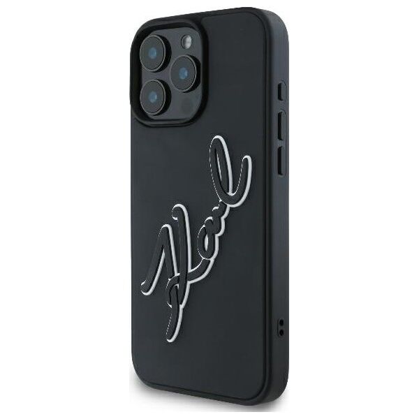 Karl Lagerfeld case for iPhone 16 Pro 6,3&quot; KLHCP16L3DRKSDLK black Hard 3D Rubber Bicolor Signature 3666339294168