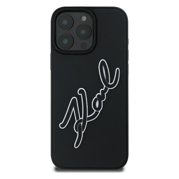 Karl Lagerfeld case for iPhone 16 Pro 6,3&quot; KLHCP16L3DRKSDLK black Hard 3D Rubber Bicolor Signature 3666339294168