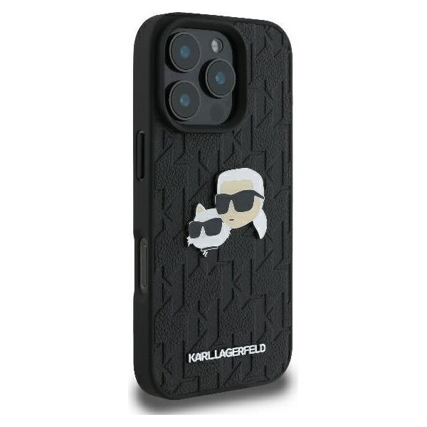 Karl Lagerfeld case for iPhone 16 Pro 6,3&quot; KLHCP16LPGKLKCPK black Hard Monogram Karl&Choupette Head Pin 3666339329389