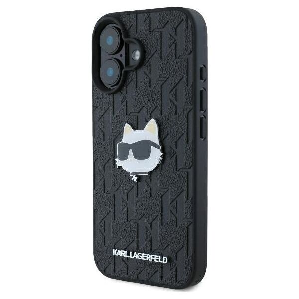 Karl Lagerfeld case for iPhone 16 6,1&quot; KLHCP16SPGKLCHPK black Hard Monogram Choupette Head Pin 3666339329723