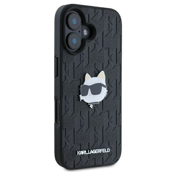 Karl Lagerfeld case for iPhone 16 6,1&quot; KLHCP16SPGKLCHPK black Hard Monogram Choupette Head Pin 3666339329723