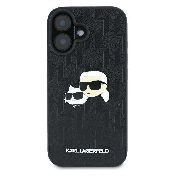 Karl Lagerfeld case for iPhone 16 6,1&quot; KLHCP16SPGKLKCPK black Hard Monogram Karl&Choupette Head Pin 3666339329365