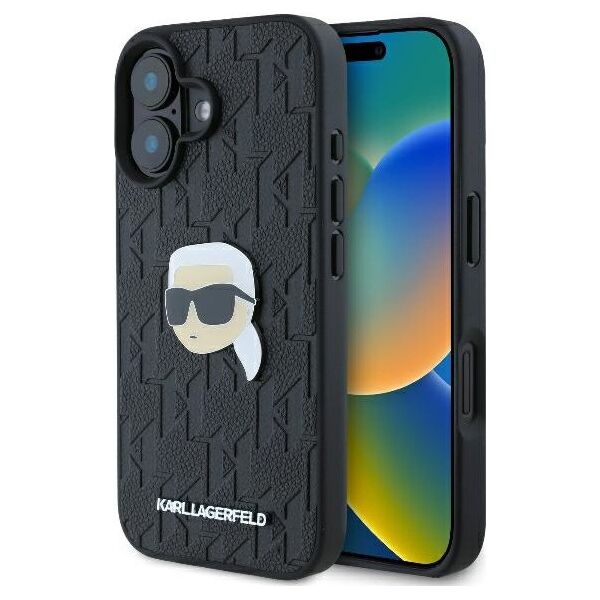 Karl Lagerfeld case for iPhone 16 6,1&quot; KLHCP16SPGKLKIPK black Hard Monogram Karl Head Pin 3666339329549