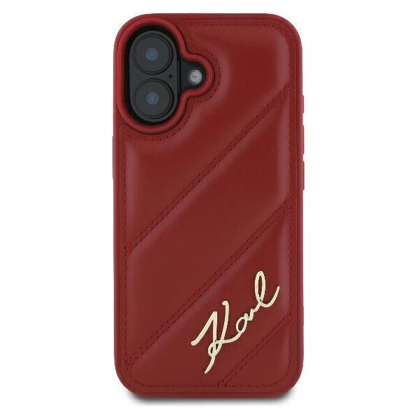 Karl Lagerfeld case for iPhone 16 6,1&quot; KLHCP16SPQDSMGR red Hard Diagonal Quilted Script 3666339317768