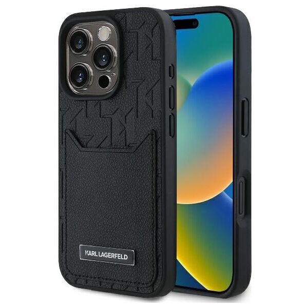 Karl Lagerfeld case for iPhone 16 Pro Max 6,9&quot; KLHCP16XPGKHPRPK black Hard Cardslots Monogram 3666339294151