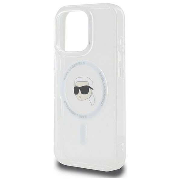 Karl Lagerfeld case for iPhone 16 Pro 6,3&quot; KLHMP16LHLSKIH white Hard IML Metal Karl Head MagSafe 3666339318062