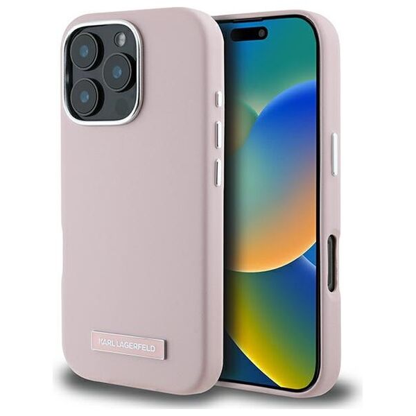 Karl Lagerfeld case for iPhone 16 Pro 6,3&quot; KLHMP16LPGMSRPP pink Hard FW Metal Plate MagSafe 3666339319021