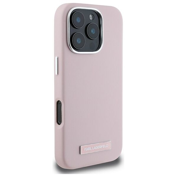 Karl Lagerfeld case for iPhone 16 Pro 6,3&quot; KLHMP16LPGMSRPP pink Hard FW Metal Plate MagSafe 3666339319021