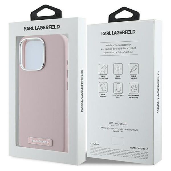 Karl Lagerfeld case for iPhone 16 Pro 6,3&quot; KLHMP16LPGMSRPP pink Hard FW Metal Plate MagSafe 3666339319021
