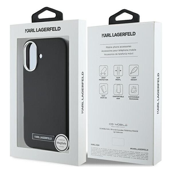 Karl Lagerfeld case for iPhone 16 Plus 6,7&quot; KLHMP16MPGMSRPK black Hard FW Metal Plate MagSafe 3666339318895
