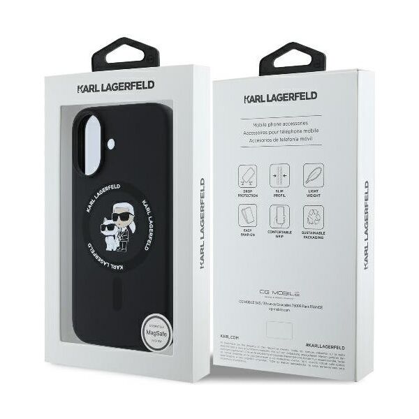 Karl Lagerfeld case for iPhone 16 Plus 6,7&quot; KLHMP16MSCMKCRHK black Hard Silicone Karl&Choupette Heads Ring MagSafe 3666339318659