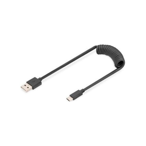 Kabel USB Digitus USB-A - USB-C 1 m Czarny (AK-300430-006-S)
