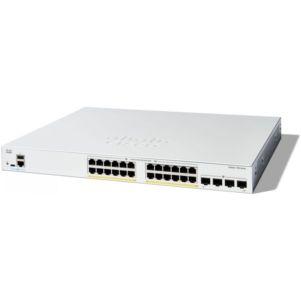 Switch Cisco Cisco Catalyst 1300-24FP-4G - Switch - L3 - managed - 24 x 10/100/1000 (PoE+) + 4 x Gigabit SFP - an Rack montierbar - PoE+ (370 W)