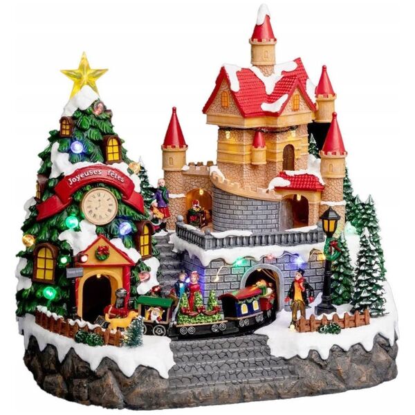 Dekoracja świąteczna Fééric Lights and Christmas Miasteczko bożonarodzeniowe, scenka świąteczna z domostwem Mikołaja
