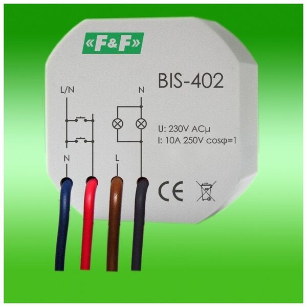 F&F Przekaźnik impulsowy 230V 16A montaż w puszce p/t - BIS-402