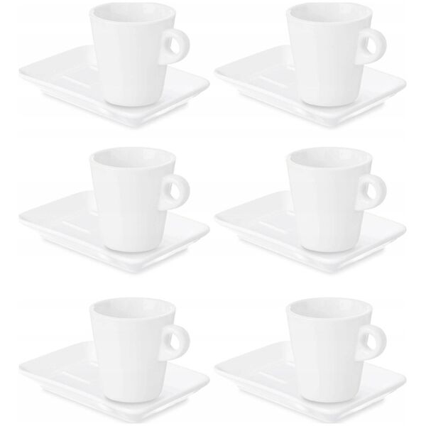 Φλιτζάνι καφέ Vessia Porcelain με παραλληλόγραμμο πιατάκι, λευκό, 180 ml 13459140 8430852845177