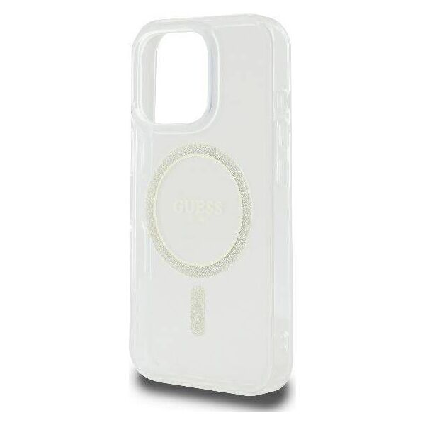 Original Case IPHONE 16 PRO Guess Hardcase IML Glitter Circle MagSafe (GUHMP16LHFGERET) transparent 3666339307578