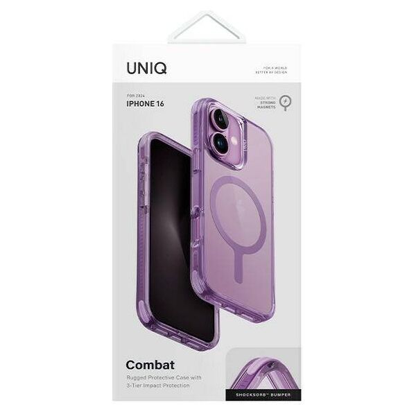 Case IPHONE 16 UNIQ Combat Magclick Charging Grape pink 8886463689486