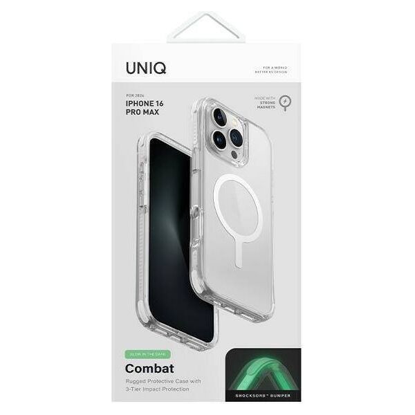 Case IPHONE 16 PRO MAX UNIQ Combat Magclick Charging Lume white 8886463689929