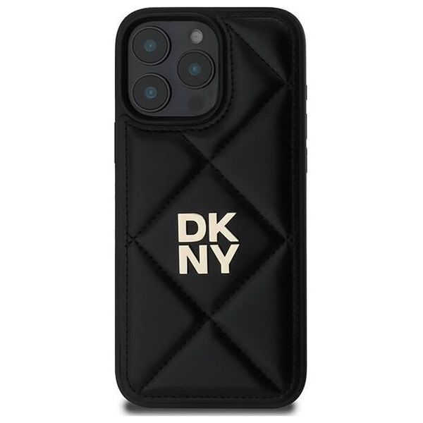 Original Case IPHONE 16 PRO DKNY Quilted Stack Logo (DKHCP16LPQDSLK) black 3666339333485