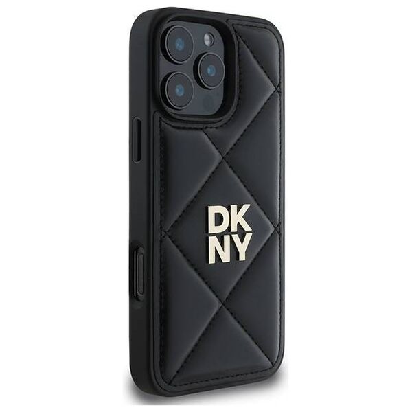 Original Case IPHONE 16 PRO DKNY Quilted Stack Logo (DKHCP16LPQDSLK) black 3666339333485