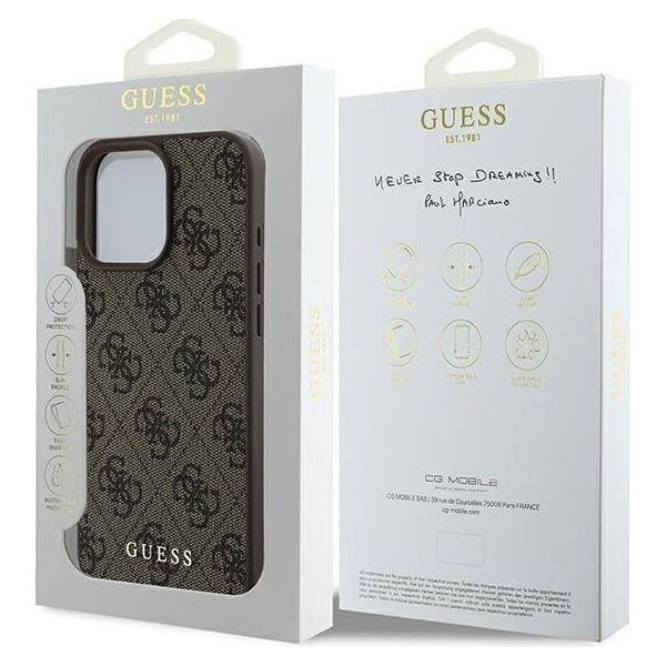 Original Case IPHONE 16 PRO MAX Guess Hardcase 4G Classic (GUHCP16XG4GFBR) brown 3666339346034