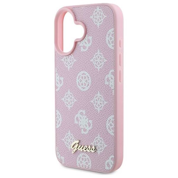 Original Case IPHONE 16 PLUS Guess Hardcase Peony Script Logo MagSafe (GUHMP16MPGPYSP) pink 3666339345532