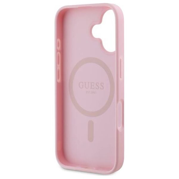 Original Case IPHONE 16 PLUS Guess Hardcase Peony Script Logo MagSafe (GUHMP16MPGPYSP) pink 3666339345532