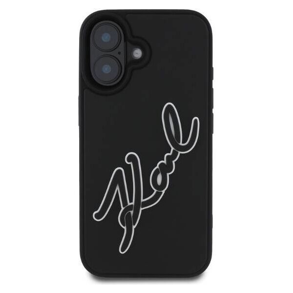 Original Case IPHONE 16 Karl Lagerfeld Hardcase 3D Rubber Signature (KLHCP16S3DRKSDLK) black 3666339319922