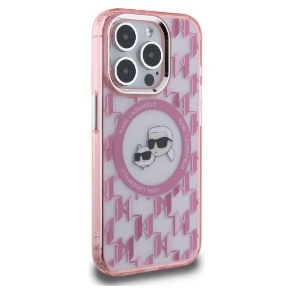 Original Case IPHONE 15 PRO Karl Lagerfeld IML Monogram Karl&Choupette Head MagSafe (KLHMP15LHMCKMHP) pink 3666339285043