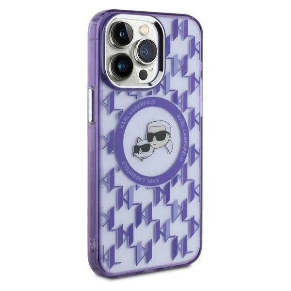 Original Case IPHONE 15 PRO Karl Lagerfeld IML Monogram Karl&Choupette Head MagSafe (KLHMP15LHMCKMHU) purple 3666339285180