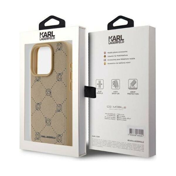 Original Case IPHONE 15 PRO Karl Lagerfeld Karl Head MagSafe (KLHMP15LPGKHPHE) beige 3666339252809