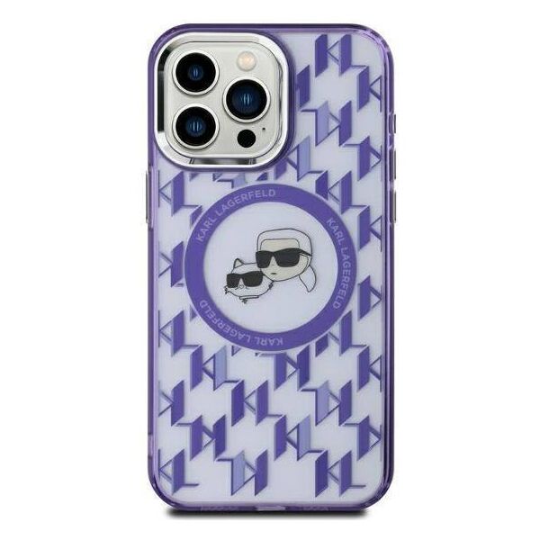 Original Case IPHONE 15 Karl Lagerfeld IML Monogram Karl&Choupette Head MagSafe (KLHMP15SHMCKMHU) purple 3666339285166