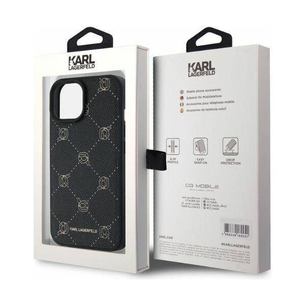 Original Case IPHONE 15 Karl Lagerfeld Karl Head MagSafe (KLHMP15SPGKHPHK) black 3666339252649