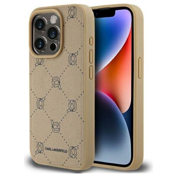 Original Case IPHONE 15 PRO MAX Karl Lagerfeld Karl Head MagSafe (KLHMP15XPGKHPHE) beige 3666339252816