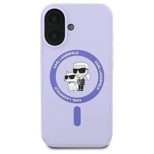 Original Case IPHONE 16 Karl Lagerfeld Hardcase Silicone Karl&Choupette Ring MagSafe (KLHMP16SSCMKCRHU) purple 3666339318727