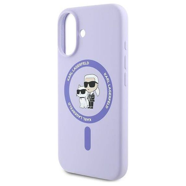 Original Case IPHONE 16 Karl Lagerfeld Hardcase Silicone Karl&Choupette Ring MagSafe (KLHMP16SSCMKCRHU) purple 3666339318727
