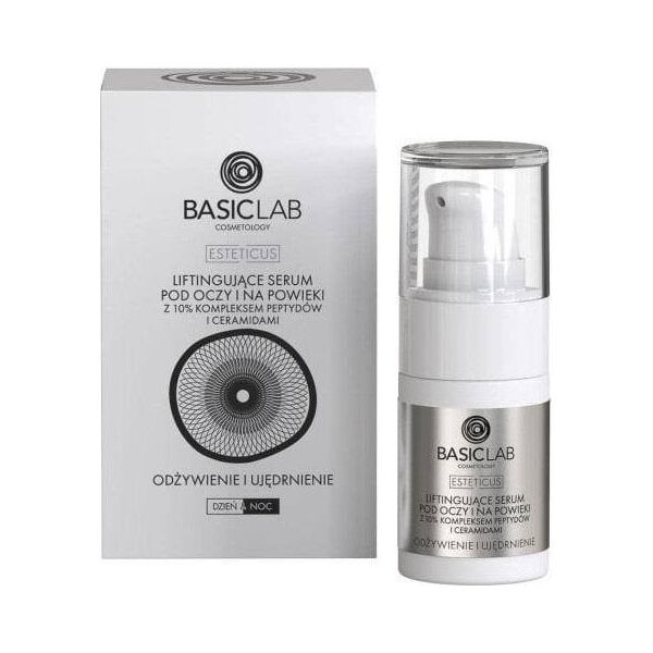 Basiclab BasicLab Esteticus liftingujące serum pod oczy i na powieki 10% kompleks peptydów i ceramidów Odżywienie i Ujędrnienie 15ml