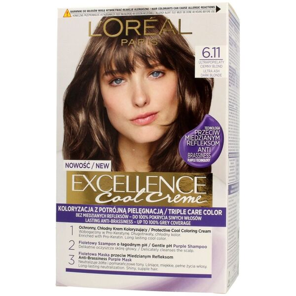 L’Oreal Paris Krem koloryzujący do włosów Exellence 6.11 Ultra Popielaty Ciemny Blond